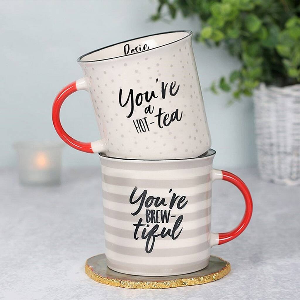 Couples Personalised Valentine Mugs Set By British and Bespoke