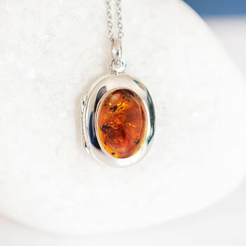 Personalised Sterling Silver Baltic Amber Locket, 2 of 12