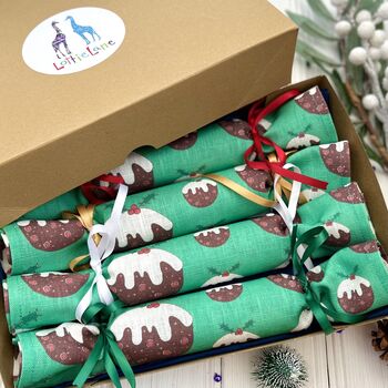 Christmas Pudding Linen Napkin Crackers, 3 of 6