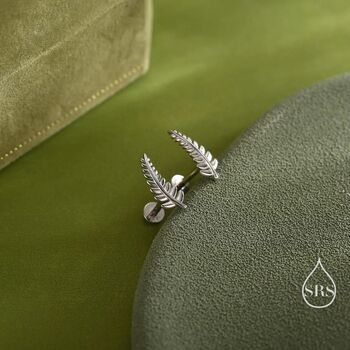 Sterling Silver Little Fern Leaf Stud Earrings, 5 of 12