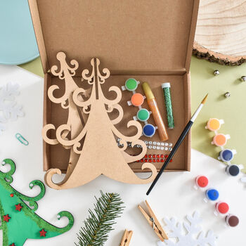 Personalised Christmas Tree Wooden Craft Kit Letterbox, 4 of 7