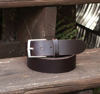 Men's Dark Brown Leather Belt English Leather Made In The UK, 2 of 5