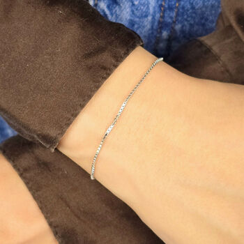 Silver Everyday Minimalist Box Chain Bracelet, 2 of 4