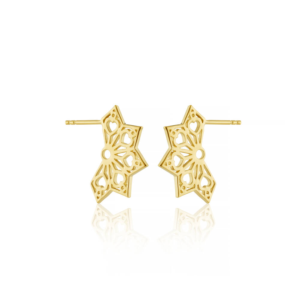 Cut Out Heart Pattern Earrings In Gold Vermeil, 1 of 6