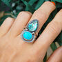 Dreamer Turquoise And Abalone Silver Statement Ring, thumbnail 5 of 7