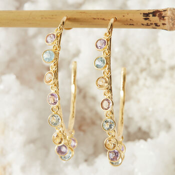 Amethyst, Topaz Citrine Gold Plated Silver Earrings, 2 of 8
