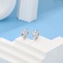 Cz Starburst Huggie Hoop Earrings In Sterling Silver, thumbnail 3 of 9
