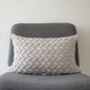 Contemporary Cable Cushion Hand Knit In Grey, thumbnail 1 of 6
