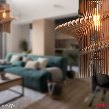 Zooki 16 'Skadi' Wooden Pendant Light, 7 of 9