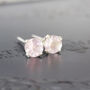 Rose Quartz Studs In Silver Or Gold, thumbnail 2 of 12