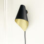Black And Brushed Brass Handcrafted Plugin Wall Light, thumbnail 2 of 2