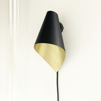Black And Brushed Brass Handcrafted Plugin Wall Light, 2 of 2