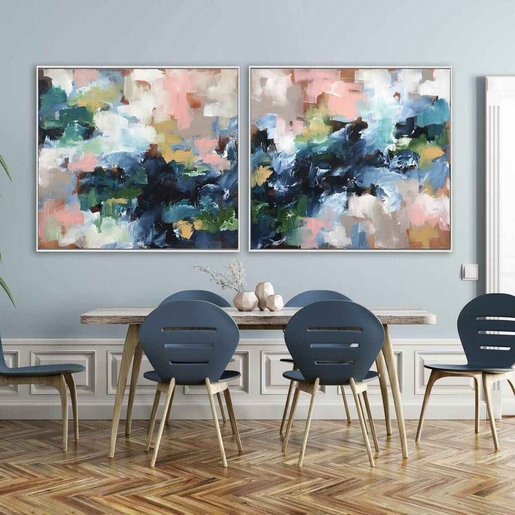 Original Vibrant Modern Art Abstract Painting Diptych By Abstract House ...