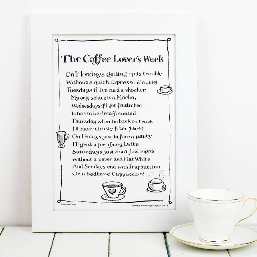 Personalised Coffee Print With Coffee Poem, 1 of 7