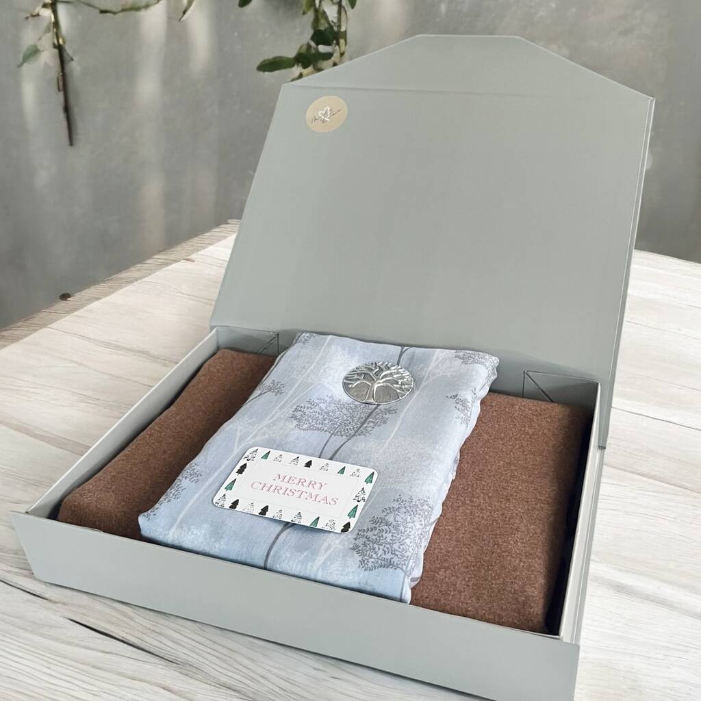 Gift Boxed Cashmere Blend Scarf And Forest Tree Scarf Set, 1 of 8