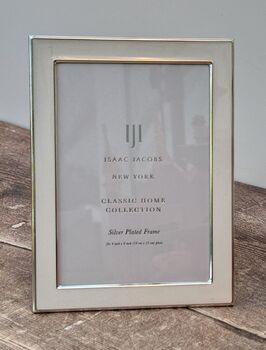 Isaac Jacobs White And Silver Plated Border Photo Frame, 2 of 3