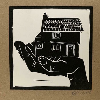 House In Hand Linocut Greetings Card, 5 of 10