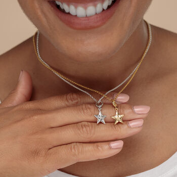 Origami Star Charm Necklace, Sterling Silver Or Gold Plated, 2 of 9