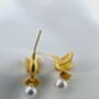 Golden Dove Pearl Earrings 16k Gold Plated Studs With Real Freshwater Pearls, Symbol Of Love And Peace, Wedding Gift For Her, thumbnail 7 of 9