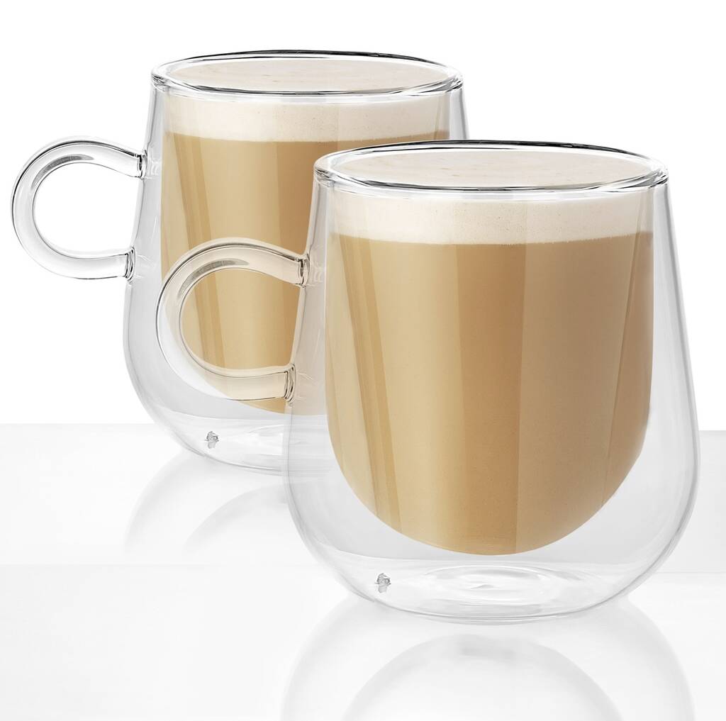 Coffee Glasses With Handles 275ml Double Walled By Bow and Blossom