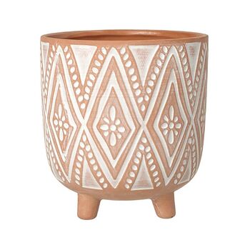 Diamond Patterned Terracotta Footed Plant Pot, 2 of 5