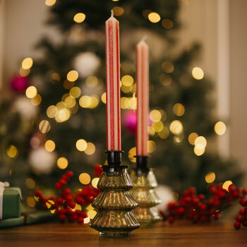 Handmade Red And Gold Pinstripe Candlesticks Pair, 2 of 2