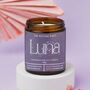 Luna Soy Wax Candle – 165g Amber Glass | Jasmine, Citrus And Amber, thumbnail 2 of 5