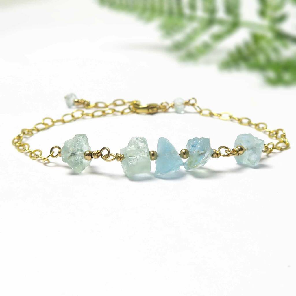 Aquamarine Natural Gemstone Bracelet By Wished For | notonthehighstreet.com