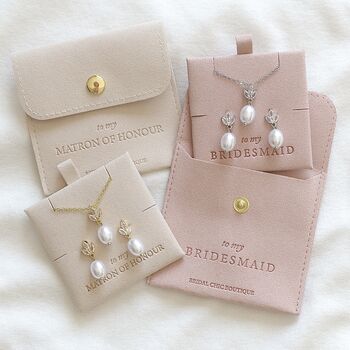 Bridesmaid Jewellery Set Bridal Party Gift With Personalised Pouch, 6 of 7