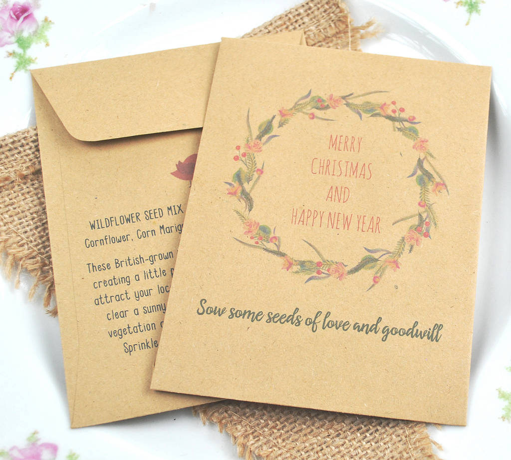 10 Recycled Seed Packet Christmas Cards By Wildflower Favours