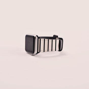 Black And White Stripes Vegan Leather Apple Watch Band, 4 of 6