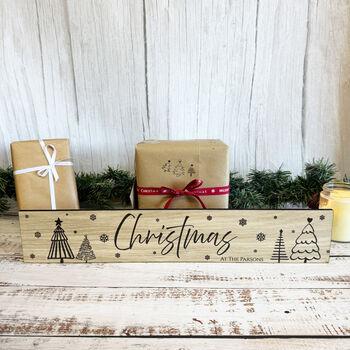 Personalised Oak Christmas Sign Family Keepsake Decor, 4 of 4