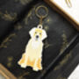Golden Retriever Wooden Keyring With Optional Christmas Card, thumbnail 9 of 9