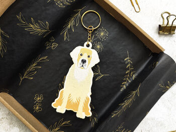 Golden Retriever Wooden Keyring With Optional Christmas Card, 9 of 9