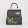 Wolf And Moon Embroidered Charcoal Satin Tote, thumbnail 2 of 7