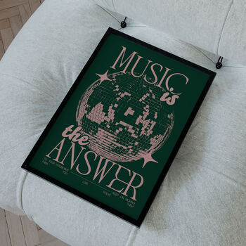 Music Is The Answer Disco Ball | House Music | Music Poster | Wall Art | Groovy | Bold | Typographic | Dj | Wall Decor |, 6 of 11