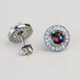 Silver Colour Colourful Crystal Circle Stud Earrings, thumbnail 2 of 3