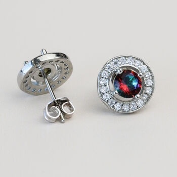 Silver Colour Colourful Crystal Circle Stud Earrings, 2 of 3