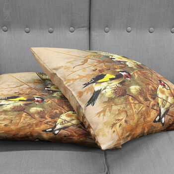Brown Cushion Cover With Goldfinch Theme, 4 of 7