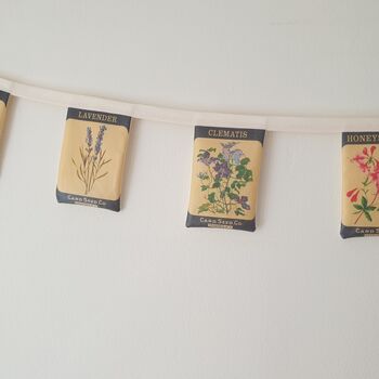 Fabric Flower Seed Packet Decorative Bunting, 7 of 8