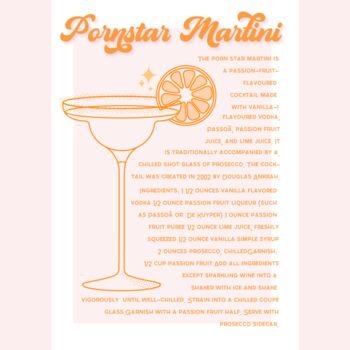 Pornstar Martini Cocktail Print, 2 of 2