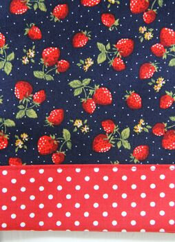 Reversible Pinafore Dress Cotton Spotty Strawberry, 4 of 9