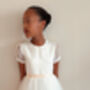 Duchess Satin First Communion Dress – Tulle Puff Sleeves And Tutu Skirt, thumbnail 4 of 10