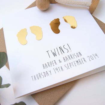 Twins Personalised New Baby Card, 3 of 6