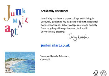 Swanpool Beach, Falmouth Cornwall Upcycled Collage Card, 2 of 3