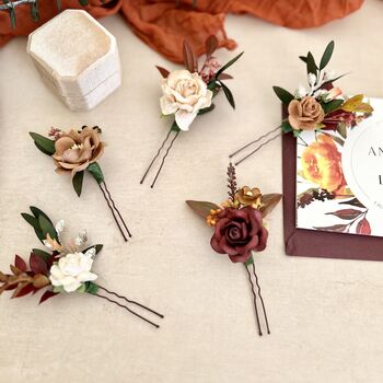 Autumal Bridal Floral Hair Pins, 6 of 7