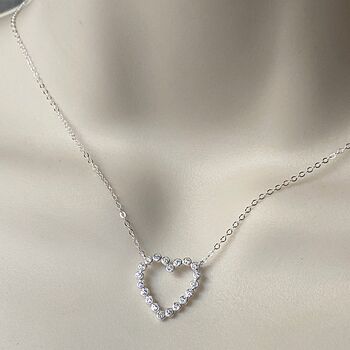 Personalised Pave Open Heart With Crystals Necklace, 3 of 3