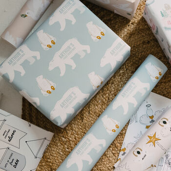 Personalised Christmas Polar Bear Wrapping Paper, 3 of 4