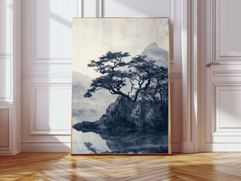 Light Blue Japanese Wall Art Set Of Two Japanese Landscape Prints, 5 of 5