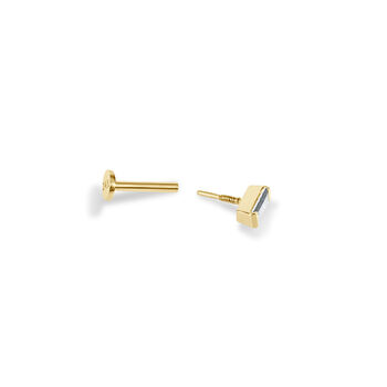 14 Carat Gold Baguette Labret Stud Earring, 6 of 7